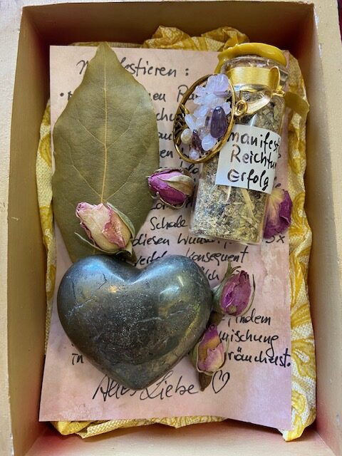 Erfolg Ritual Set Erfolgsritual Baum des Lebens Schatulle Räucherwerk für Fülle Anhänger Anleitung Pyrit Handschmeichler Erfolgsritual