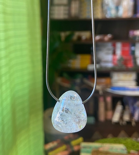 Bergkristall gecrasht Anhänger mit Edelstahl Kette Schmuck Set Esoterik shopping Kärnten Völkermarkt kaufen