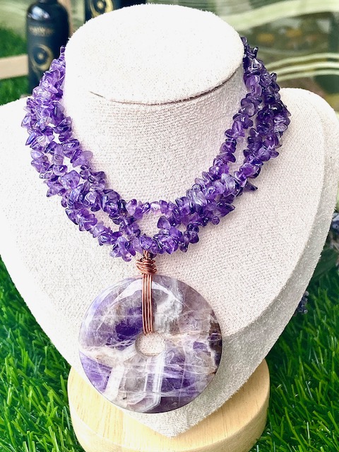 Amethyst Splitterkette mit Donut Anhänger Chakra Kette Schmuck für Ruhe und Antistress